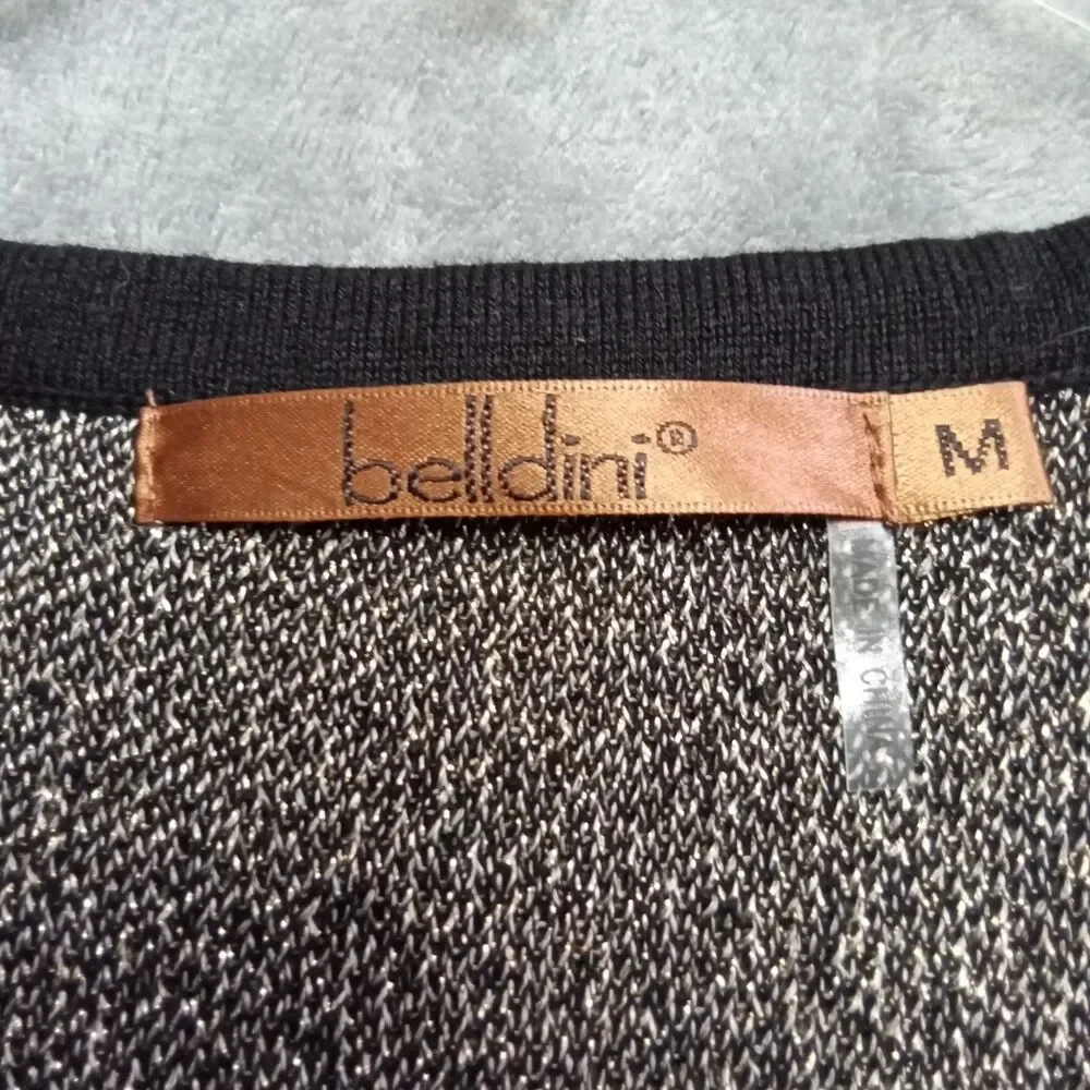 Belldini Sweater Women Medium Sleeveless Black Beige‎ Square Neck